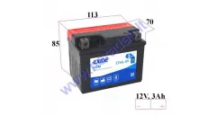 Motociklo akumuliatorius 3Ah.50A 12V EXIDE AGM 85x70x113mm  ETX4L-BS  ETX4L-BS