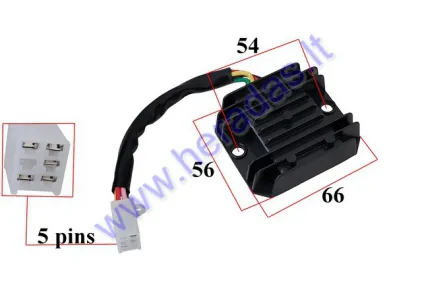 Įtampos reguliatorius (krovimo rėlė) 5 kont keturračio motociklo BASHAN 200cc