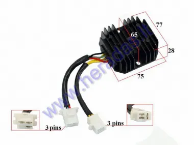 Voltage regulator (rectifier) 3+3 pin for scooter Kymco,Malaguti 50-250cc 12V 15A