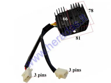 Voltage regulator (rectifier) 3+3 pin for scooter, motocycle, ATV quad bike