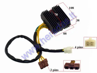 Voltage regulator (rectifier) 4+3 pin for scooter Aprilia,Piaggio,Vespa,Derbi 4T 125-500cc