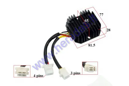 Įtampos reguliatorius (krovimo rėlė) 4+3 kont motorolerio Kymco,Malaguti 50-250cc 12V 15A