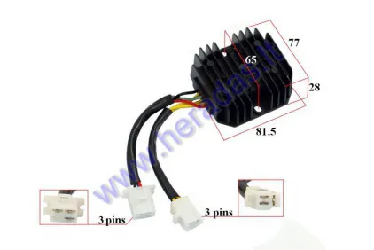 Įtampos reguliatorius (krovimo rėlė) 3+3 kont motorolerio Kymco,Malaguti 50-250cc 12V 15A
