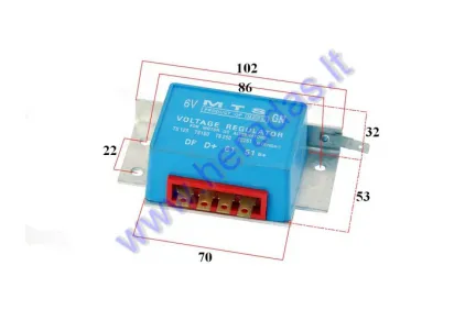 Įtampos reguliatorius (krovimo rėlė) 4 kont motociklo 6V MZ 125-250CC
