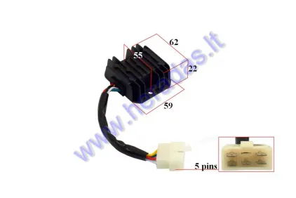 Įtampos reguliatorius (krovimo rėlė) 5 kont motorolerio Kymco Agility City 4T 50-125cc 12V/10A
