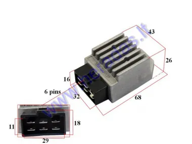 Voltage regulator (rectifier) 6 pin for scooter Aprilia,DERBI,Gilera