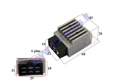 Voltage regulator (rectifier) 6 pin for scooter Aprilia,DERBI,Gilera