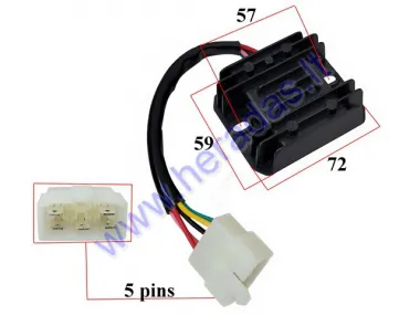 Įtampos reguliatorius (krovimo rėlė) automatinis 5 kontaktų ATV 125/150cc.