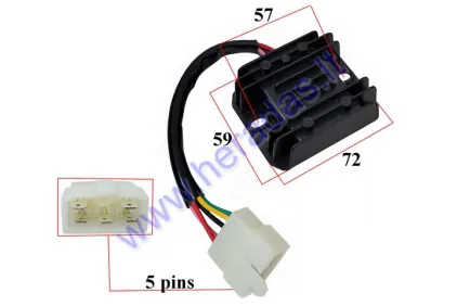 Įtampos reguliatorius (krovimo rėlė) automatinis 5 kontaktų ATV 125/150cc.