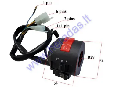 Switch assembly for right side ATV quad bike, motorcycle light, extinguishing, starter 6PIN+2PIN +1PIN WEKTOR, JINLUN, RAVEN, ROMET