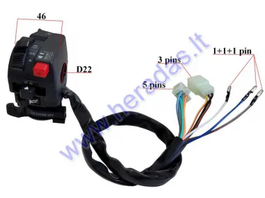 Switch assembly right side for ATV quad bike, motorcycle lights, extinguishing, starter, turns, signal 3PIN+5PIN +1PIN ATV BASHAN BS250S-5