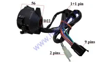 Switch assembly left side for ATV quad, motorcycle lights, turns, signal 9PIN+2PIN WEKTOR, JINLUN, RAVEN, ROMET