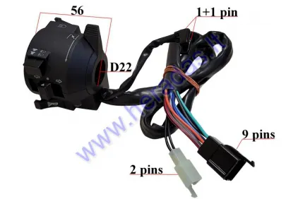 Switch assembly left side for ATV quad, motorcycle lights, turns, signal 9PIN+2PIN WEKTOR, JINLUN, RAVEN, ROMET