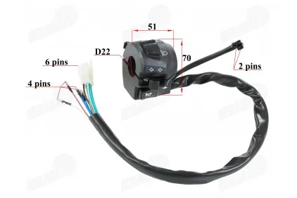 Switch assembly for quad bike, motorcycle left side lights/turns/signal 6+4+2PIN fits FR50, NAKED50, DB50PRO