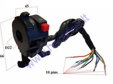 Handlebar switch assembly for quad bike light/indicator/on/off