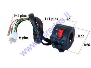 HANDLEBAR SWITCH ASSEMBLY FOR ATV, SCOOTER LIGHTS/ STARTER/ON/OFF 6+2+2PIN RIGHT SIDE