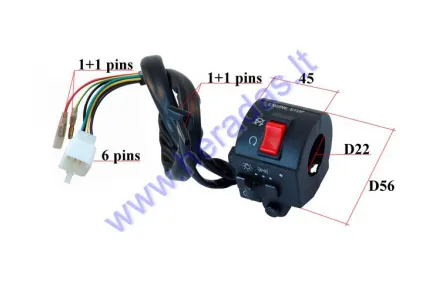 Jungiklių mazgas keturračio,motociklo dešinė pusė šviesos/starteris/gesinimas 6+2+2PIN