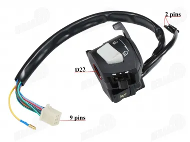 Switch assembly for scooter, moped 9+2+1PIN left side, ROMET ZETKA 124