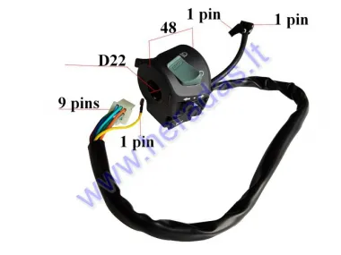 Handlebar switch assembly for scooter turn lights/horn/lights 9+2+1PIN left side, ROMET ZETKA 124