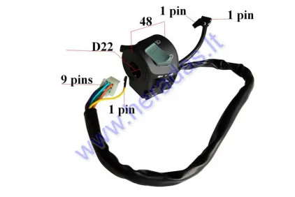 Handlebar switch assembly for scooter turn lights/horn/lights 9+2+1PIN left side, ROMET ZETKA 124