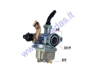 Karbiuratorius keturračio motociklo 50/80/110cc varikliui  PZ19  pasiurbimas trosu