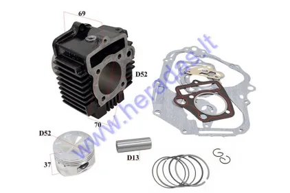 Keturračio cilindras ,stūmoklis kompl. 110cc D52.4 PIN13 Variklio grupė su tarpinių komplektu .Tinka variklio 1P39FMA tiuningavimui.
