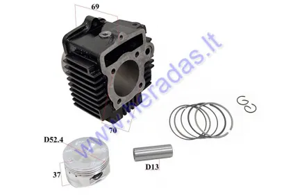 Keturračio cilindras ,stūmoklis kompl. 110cc D52.4 PIN13 Tinka variklio 1P39FMA tiuningavimui.
