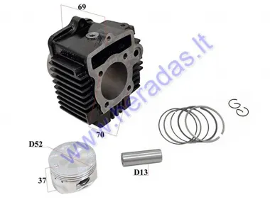 Keturračio cilindras ,stūmoklis kompl. 110cc D52.4 PIN13 Tinka variklio 1P39FMA tiuningavimui.