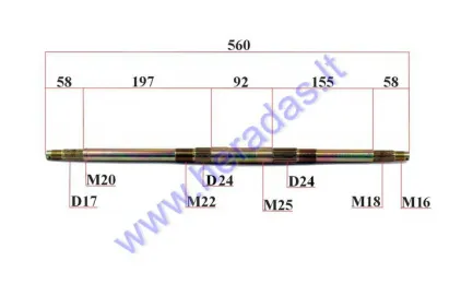 Rear axle for quad bike