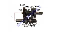 GEARBOX SHAFTS (MAINSHAFT+COUNTERSHAFT) 125CC 3+1 GEARS