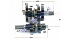 Gearbox shafts (mainshaft+countershaft) 125cc 3+1 gears  WARRIOR