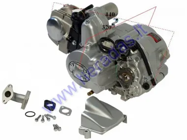 Keturračio variklis 125cc  3 bėgiai + atbulinis aušinamas oru, elektrinis starteris1P54FMI pusiau automatinė greičių dėžė