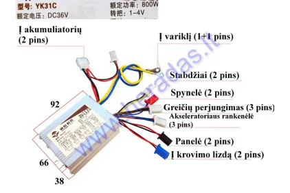 Kontroleris  YK31C 3 greičių  tinka  visiems 500-800W 36V elektrininiams  keturračiams  motociklam HUNTER , COBRA , MX800 , RACER , GEPARD , TIGER analogas