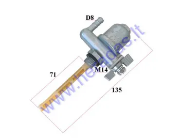 FUEL TAP (PETCOCK) WITH FILTER SCREW IN. FITS MOTORIZED BICYCLE IŽ, PANNONIA, MINSK, BMW, BOXER ANT OTHERS M14