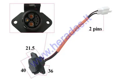 Battery charger socket and wire for electric scooter SKYHAWK