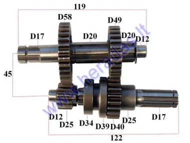 GEARBOX SHAFTS (MAINSHAFT+COUNTERSHAFT) FOR ATV QUAD BIKE 110-125cc