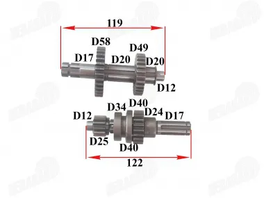 GEARBOX SHAFTS (MAINSHAFT+COUNTERSHAFT) FOR ATV QUAD BIKE 110-125cc