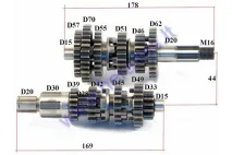 Gearbox shafts (mainshaft+countershaft) for ATV quad bike