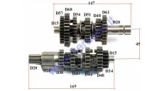 Gearbox shafts (mainshaft+countershaft) for ATV quad bike