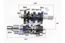 Gearbox shafts (mainshaft+countershaft) for ATV quad bike