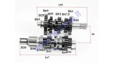 Gearbox shafts (mainshaft+countershaft) for ATV quad bike