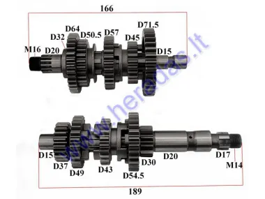 Gearbox shafts (mainshaft+countershaft) for ATV quad bike ATV BASHAN BS250S-5