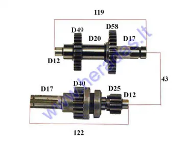 GEARBOX SHAFTS (MAINSHAFT+COUNTERSHAFT) FOR ATV QUAD BIKE