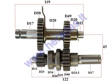 GEARBOX SHAFTS (MAINSHAFT+COUNTERSHAFT) FOR ATV QUAD BIKE