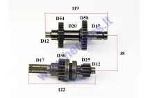 Gearbox shafts (mainshaft+countershaft) for ATV quad bike