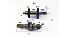 Gearbox shafts (mainshaft+countershaft) for ATV quad bike