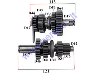 Gearbox shafts (mainshaft+countershaft) for motocross motorcycle 110cc 125cc 12/20 axle