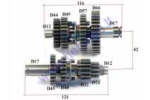 Gearbox shafts (mainshaft+countershaft) for motorcycle