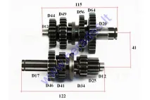 Gearbox shafts (mainshaft+countershaft) for motorcycle 125cc LIFAN