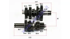 Gearbox shafts (mainshaft+countershaft) for motorcycle 125cc LIFAN